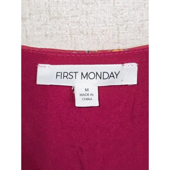 Anthropologie First Monday Womens Floral Wrap Maxi Brick Dress Red Medium - Picture 2 of 4